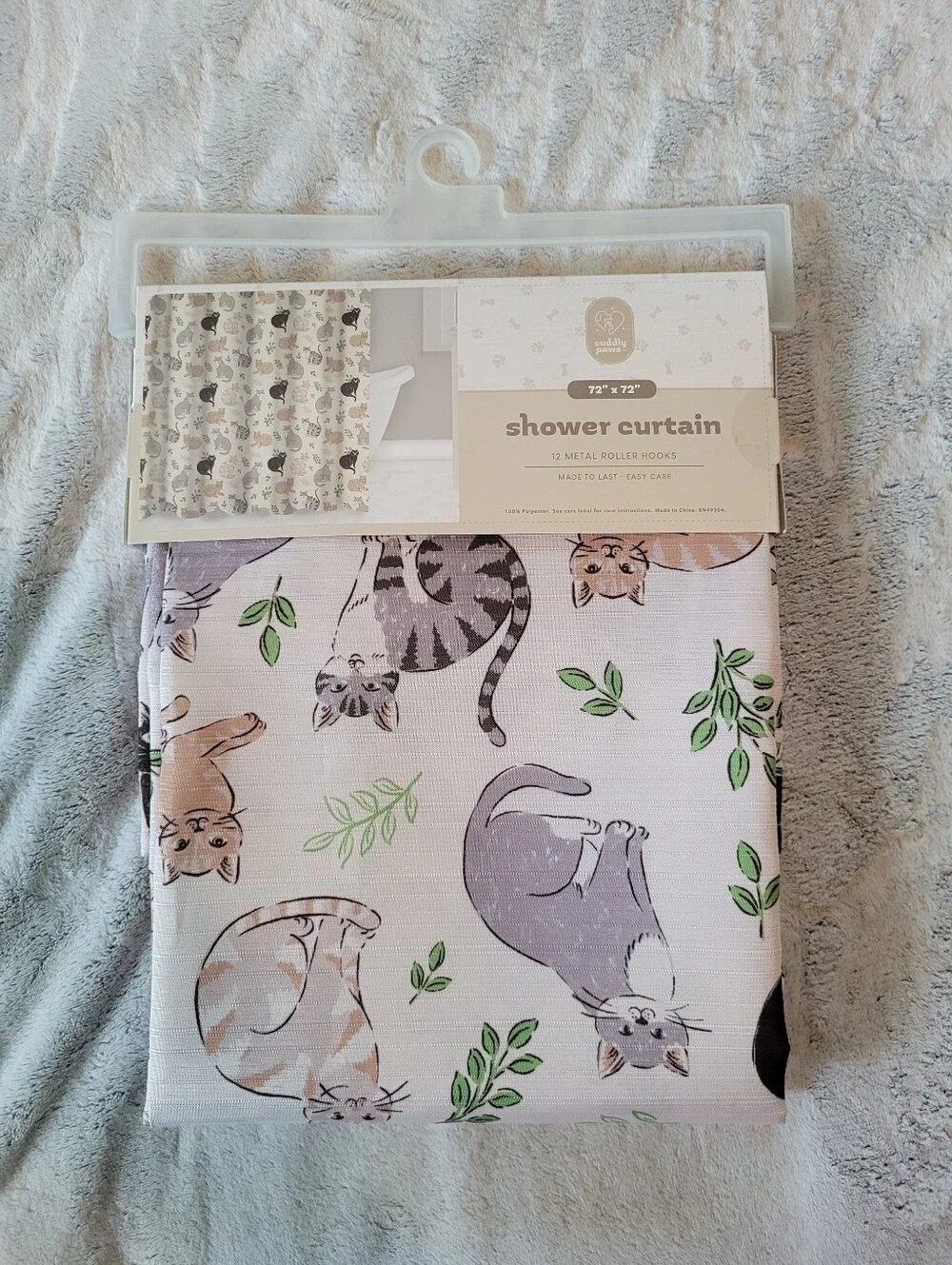 Cat Kitten Kitty 13 Piece Fabric Standard 72 X 72 Shower Curtain & Hooks Meow